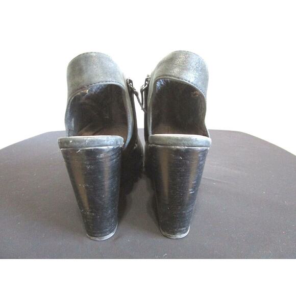 Cole Haan Grand OS Black Leather Ankle Strap Peep Toe Bootie Wedge Heels 8.5 M - Picture 6 of 10